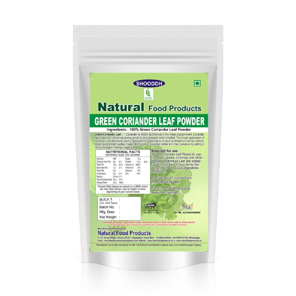 SHOODDH SHOODDH Green Coriander Leaf Powder | Natural Dhaniya Leaf Powder 1 kg + 1kg