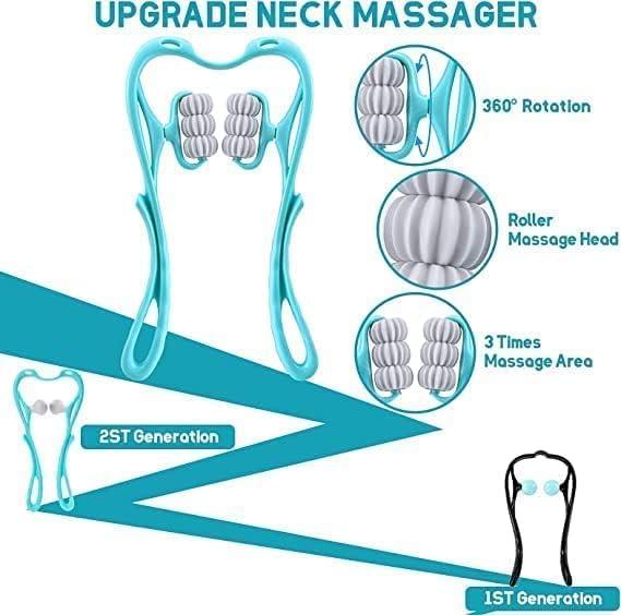 JIGVA Jigva NECK MASSAGER ROLLER 6 Wheel Dual Pressure Point Cervical Neck Massager Pinpoint Roller Neck Spine Massage Tool
