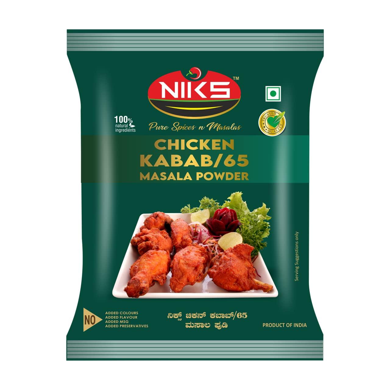 NIKS NIKS Chicken Kabab/65 Masala Powder | Pure Spices N Masalas | 500 Grams | Natural Ingredients | No Added Colour, Flavours & Preservatives