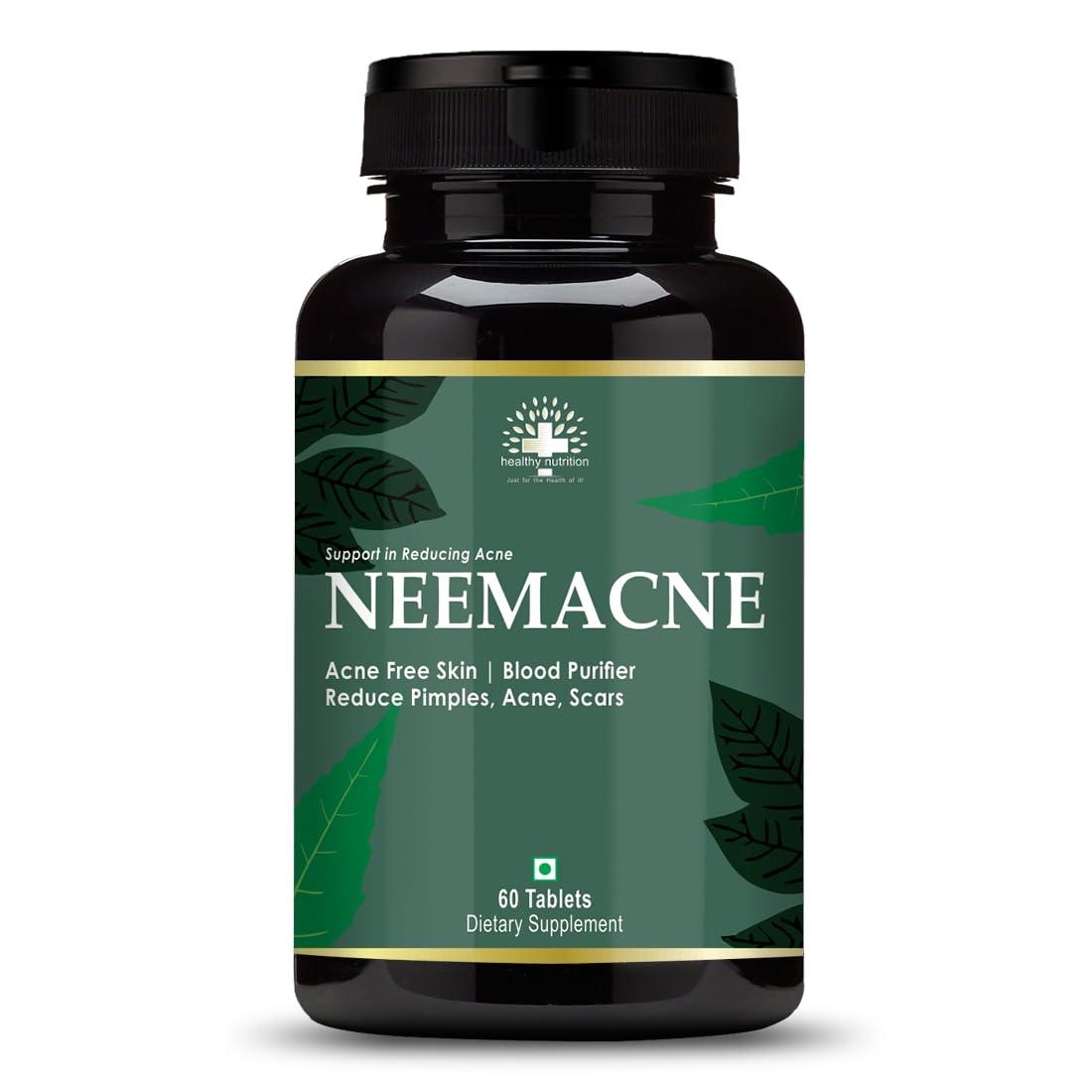 Healthy Nutrition - Just for the Health of it Healthy Nutrition - Just for the Health of it Neem For Acne Free Skin, Blood Purifier To Reduce Pimples On Face (60 Tablets)