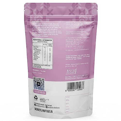 WONDERLAND FOODS (DEVICE) WONDERLAND FOODS Grandeur Premium Pine Nuts 200g Pouch | Chilgoza Dried Fruit | Chilgoza Giri | Chilgoja Seeds | Crunchy Pine Seeds for Eating, Luxury Eatable Snack