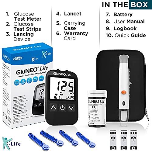 K-Life K-Life Gluneo lite Fully Automatic Blood Glucose Sugar Testing Machine with 25 Strips (black)