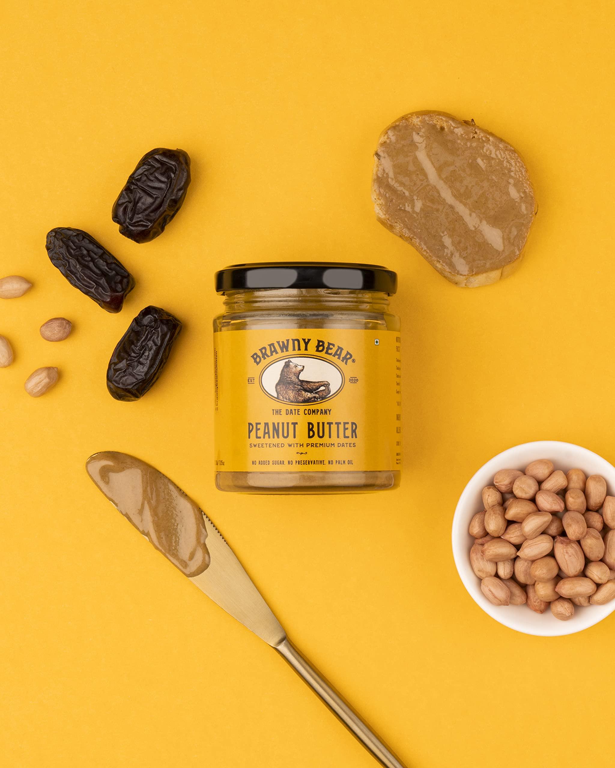 Brawny Bear Brawny Bear Peanut Butter, 100% Natural Sweetened with Dates, Smooth Healthy Nut Butter with No Added Sugar and Preservatives, Low GI, Vegan, High in Protein Spread  200 gm