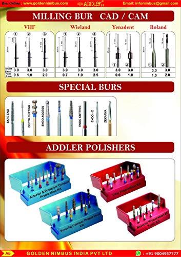 ADDLER ADDLER Dental Bur FO-21EF Air Rotor FG Diamond Multilayered coated Abrasive Autoclavable Head size 014 Pack of 5 Burs