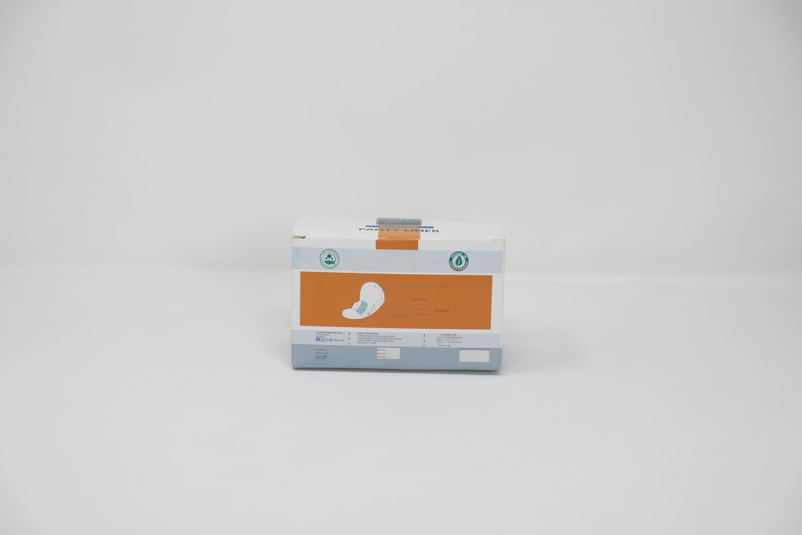 MII BLISS MI BLISS Anti-Bacterial Panty Liner for Women for Daily use | Rash Free | Perfect for white discharge, spotting and last day of period |100% Organic Cotton Panty Liner for women | Ultra Soft | Infection Safe |Safe for regular use