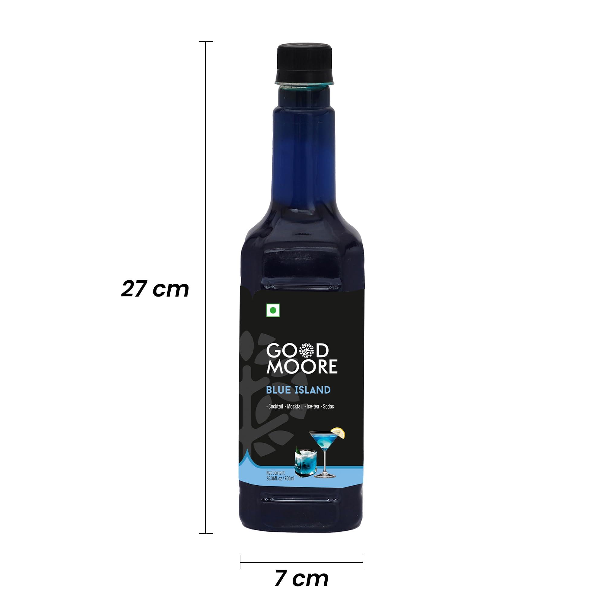 GOOD+MOORE GOOD&MOORE Blue Island Syrup | For Cocktail, Mocktail, Sodas, Ice-teas and more | Concentrated Syrup | Blue Curacao Syrup | Ready to mix | Premium Syrup | 750ml