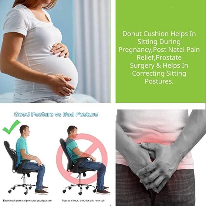 EASEFIT EASEFIT Orthopedic Soft Foam Donut Ring Cushion Pillow for Piles, Hemorrhoids Coccyx Tailbone Fistula Sciatica Post Natal Chair Lumar Pain Relief During Pregnancy, Seat Pillow, Washable, Blue