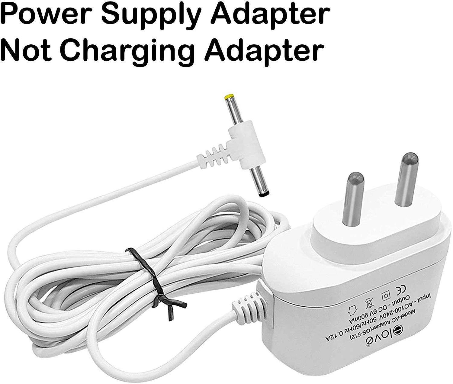 elove Elove BP Adapter for Blood Pressure Monitor 5, 7 Series / 6V AC/DC BP Machine Adapter with 10 Feet Extended Cord - White
