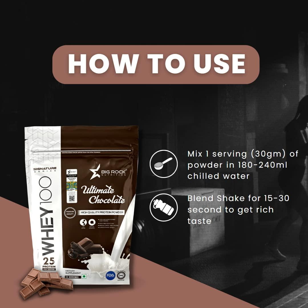 BIG ROCK NUTRITION BIG ROCK NUTRITION Whey 100 Protein Powder For Men and Women | 25g Protein Per Serving (Chocolate)