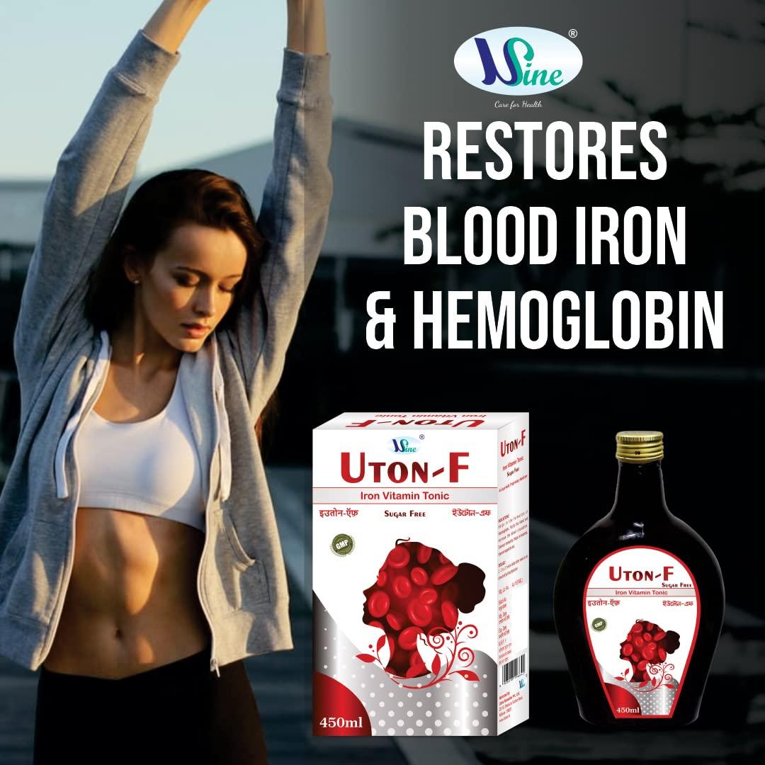 Usine Usine Uton-F Iron Vitamin Syrup (Sugar Free) | Increase Red Blood Cells | Enhance Vitamin & Mineral | Gmp Certified | 100% Ayurvedic - Syrup