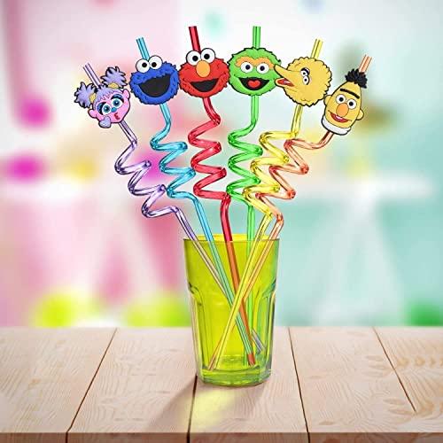 TWIN SEVEN TWIN SEVEN® Reusable Plastic Drinking Party Curly Straws for Kids, Birthday Decorations, Girls Party, Flavors Smoothie, Milkshakes – Cartoon Character (Pack of 4)
