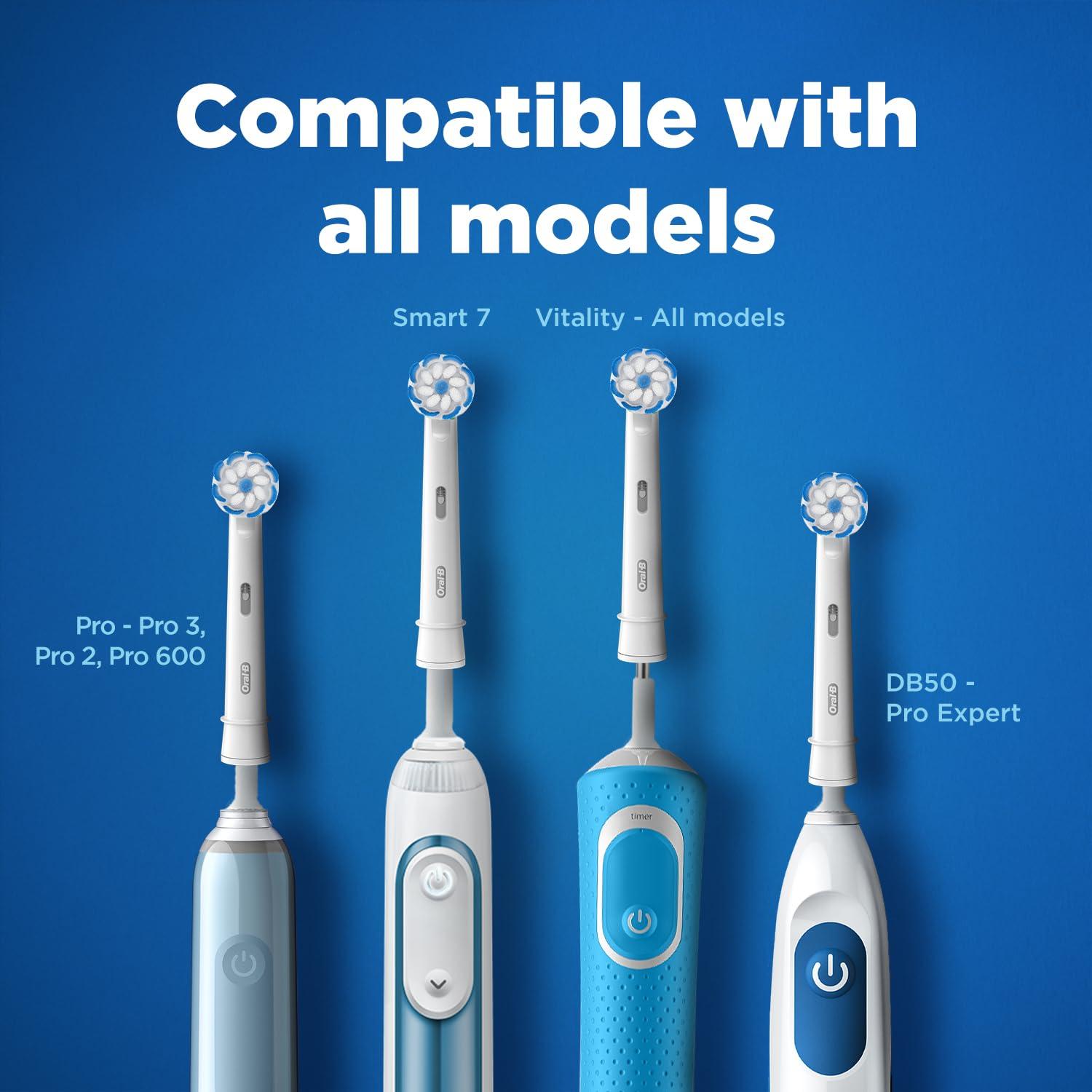 Oral-B Oral B Vitality 100 Blue Criss Cross Electric Rechargeable Toothbrush for adults & Oral B ORIGINAL Sensitive Electric Toothbrush Soft Replacement Brush Heads Pro,Smart Series, 2 refills
