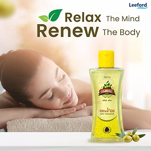 OLIGRO Oligro Body Massage Olive Oil (200ml) - for Body Massage and Hair Care | Goodness of Vitamin E & Sweet Almond Oil |Helps to Nourished and Glowing Skin || Pure & Natural for Both Men & Women