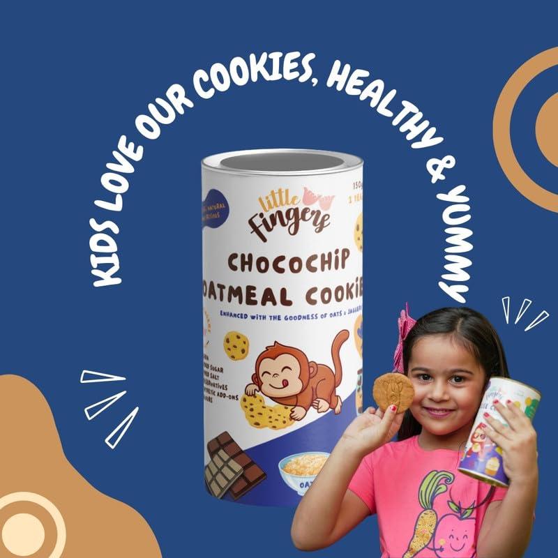 LITTLEFINGERS Little Fingers Organic Cookies with No refined sugar and preservatives For Kids - 150 g | Suitable for 1 years + (CHOCOLATE CHIP, Pack of 1)