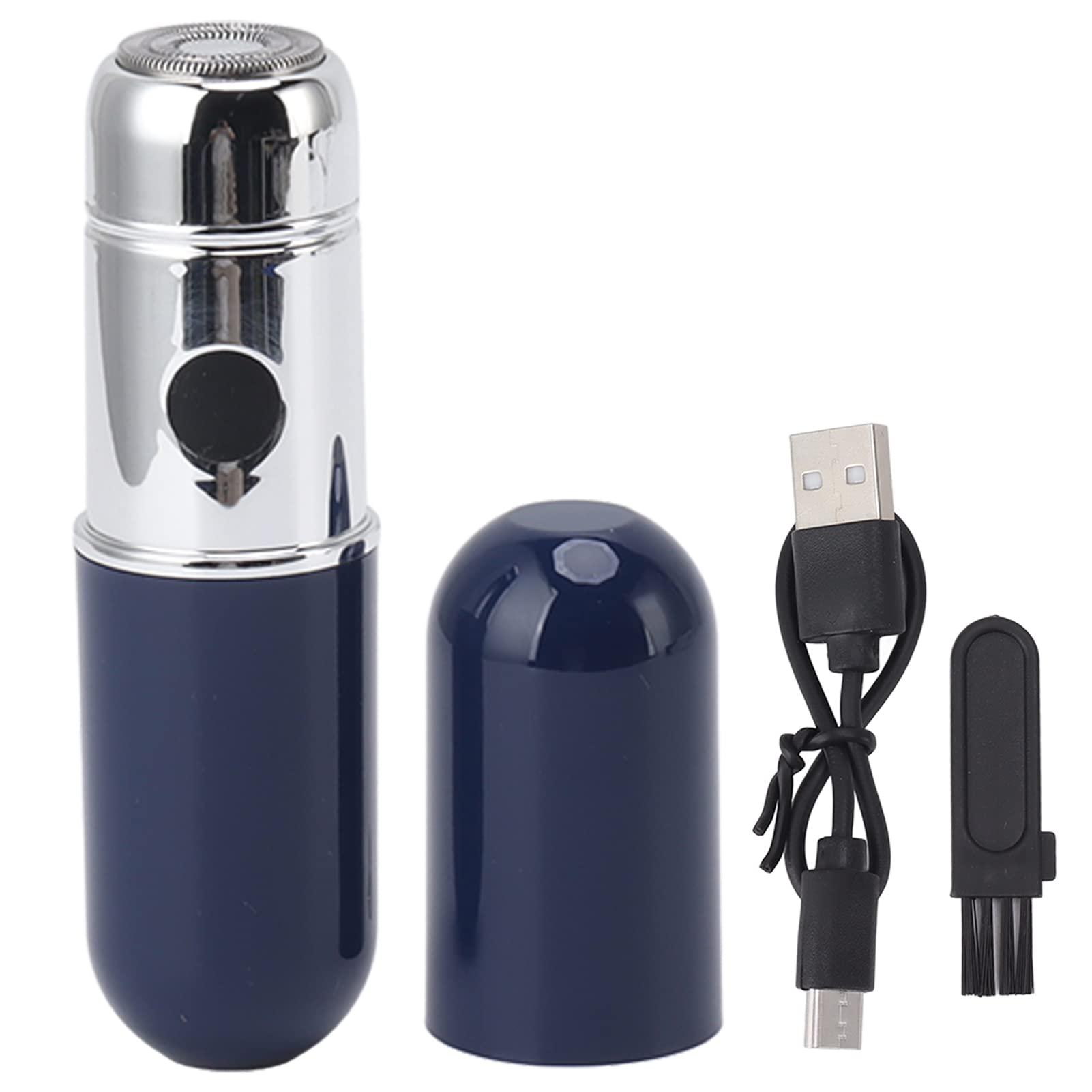 CUEI Mini Portable Shaver, Water Resistance Perfect Touch Mini Electric Floating Head Type C for Beard Shave (Blue)