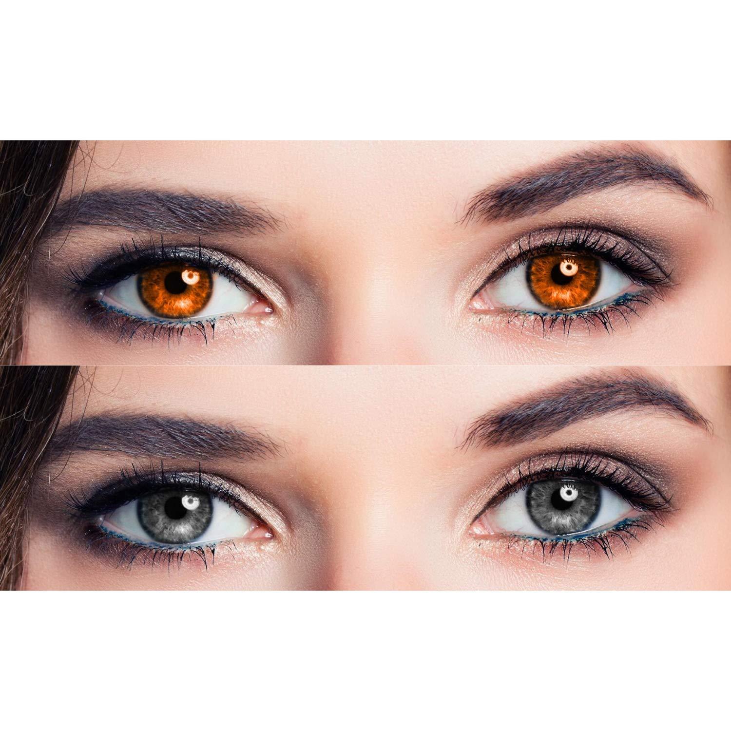 EYCOG EYCOG Honey and Grey Monthly Colored 0 Power Contact Lenses for Eyes Men and Women with Lens Case