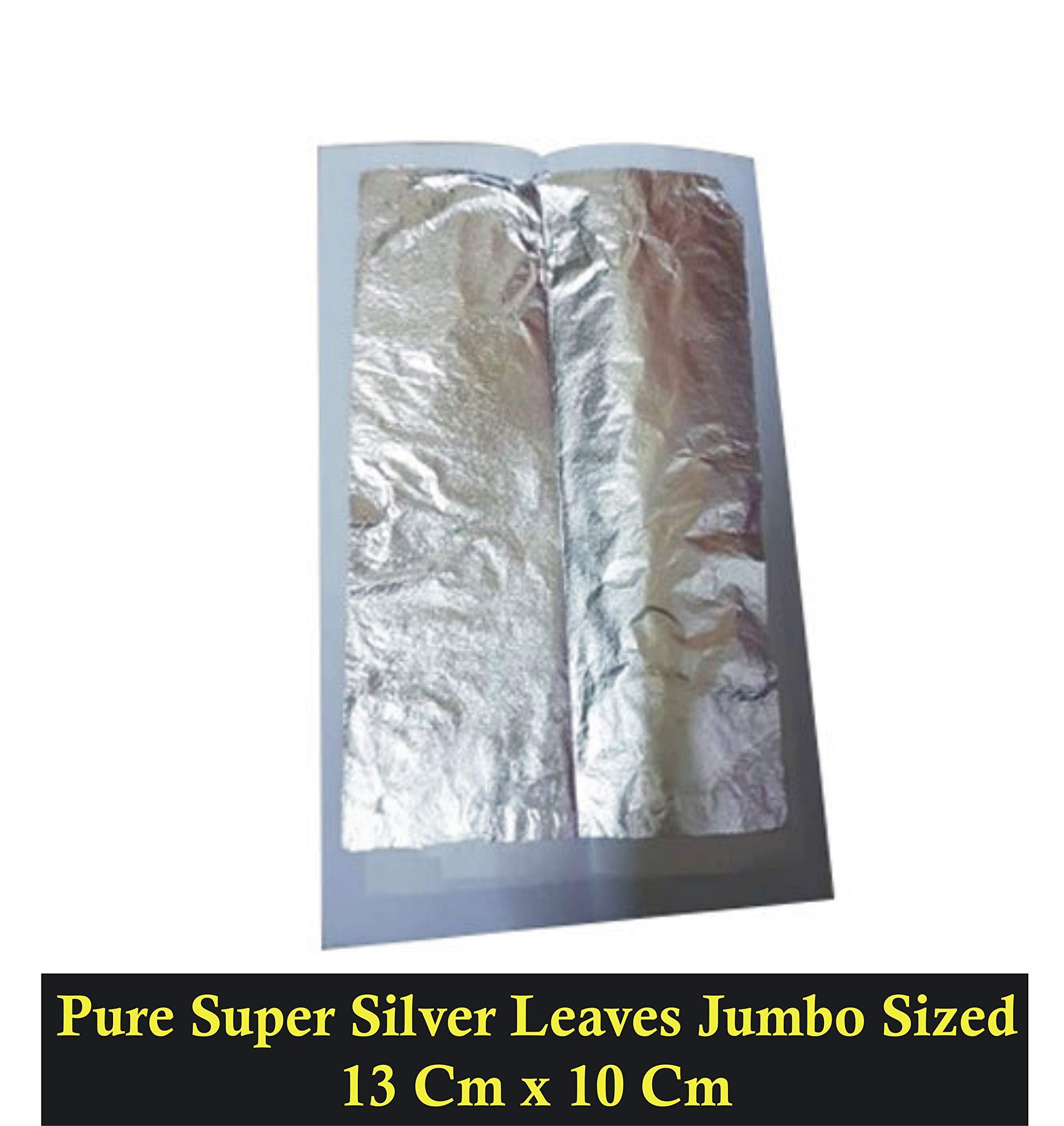NATURE'S BRIDGE Nature\'s Bridge Chandi Vark/Silver Leaf - (30 Leaf) Jumbo Sized Sheet 13 cm x 10 cm/German Finest Silver Leaves for sweets/Face Pack/Chandi ka Warq Glitters