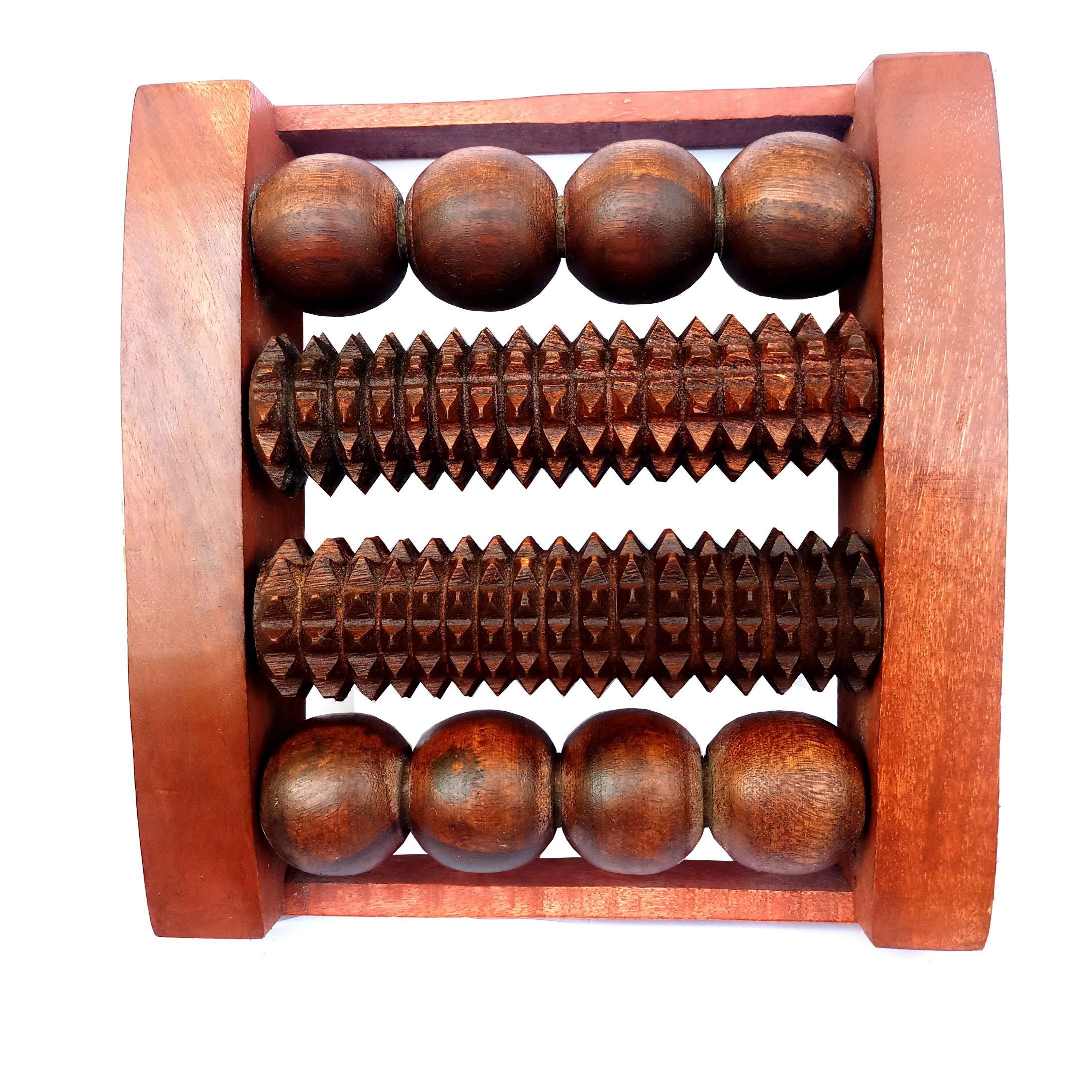 Silistar Silistar Wooden 4-Roller Foot Massager for Body Stress Acupressure Feet cum Mind Care/accupresure foot roller/wooden accupresure pain relief/Accupresure tools