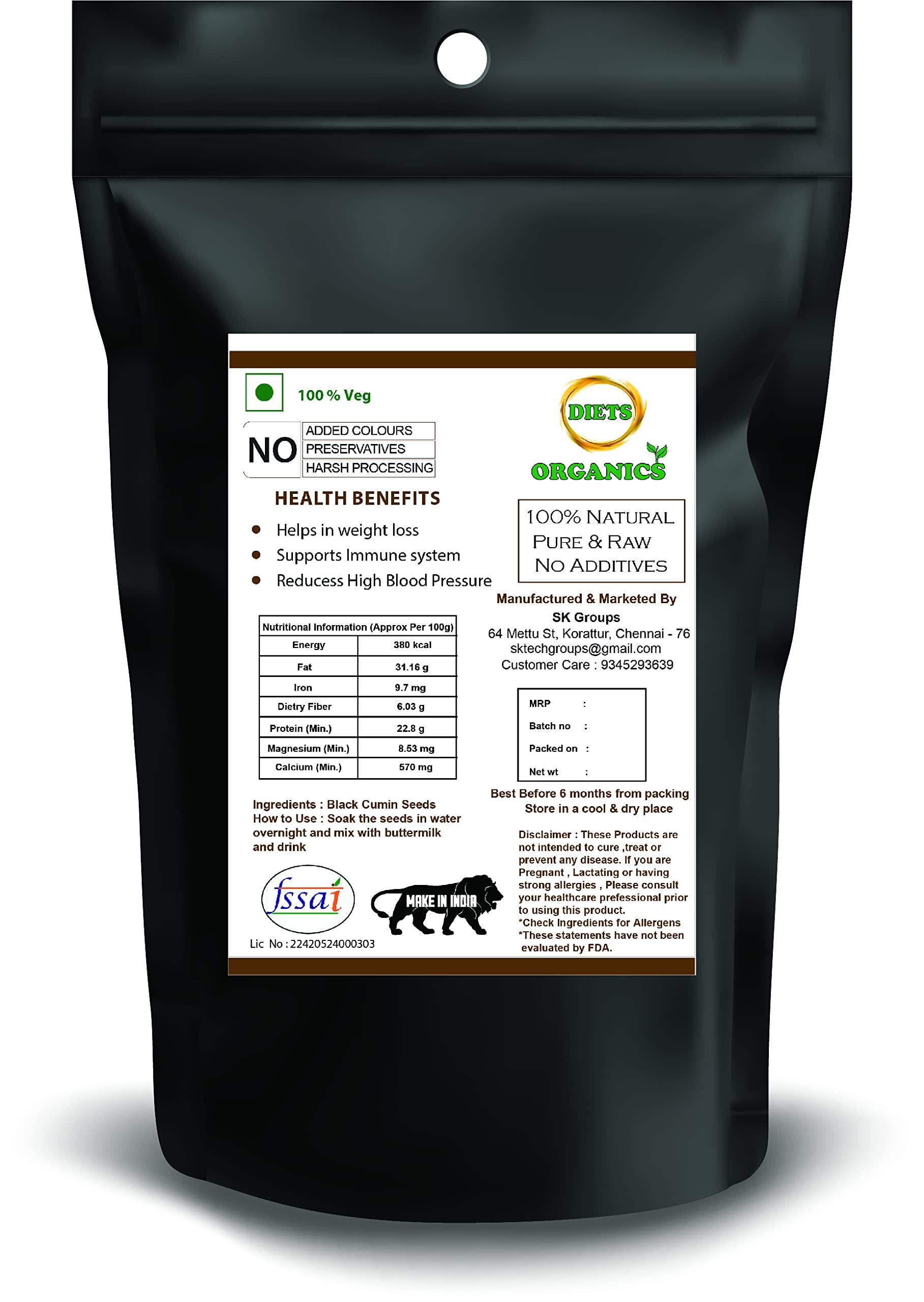 DIETS ORGANICS DIETS ORGANICS Karunjeeragam Powder | Kalonji Powder | Black Cumin Powder -25 G