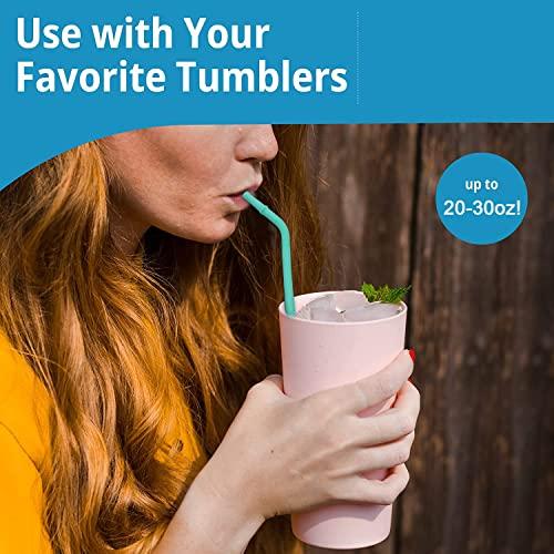 HASTHIP HASTHIP® 5Pcs Silicone Straws, Reusable Silicon Straws, Colorful Flexible BPA Free Foodgrade Silicon 8.4Inch Portable Straws for 20 oz 30 oz Water Glasses with Cloth Bag and Cleaning Brush