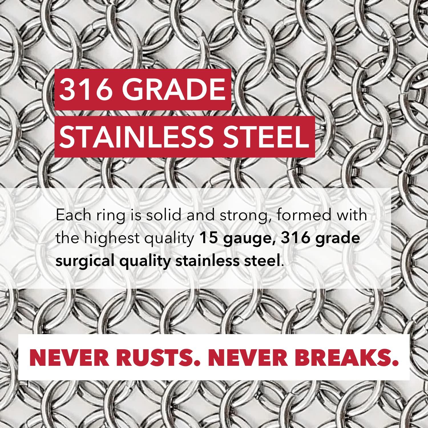 CM SCRUBBER CM SCRUBBER Knapp Made Original 4\" Cast Iron Scrubber- Chainmail Scrubber for Cast Iron Pans, Hard Anodized Cookware and Other Pots. Stainless Steel Cast Iron Cleaner.