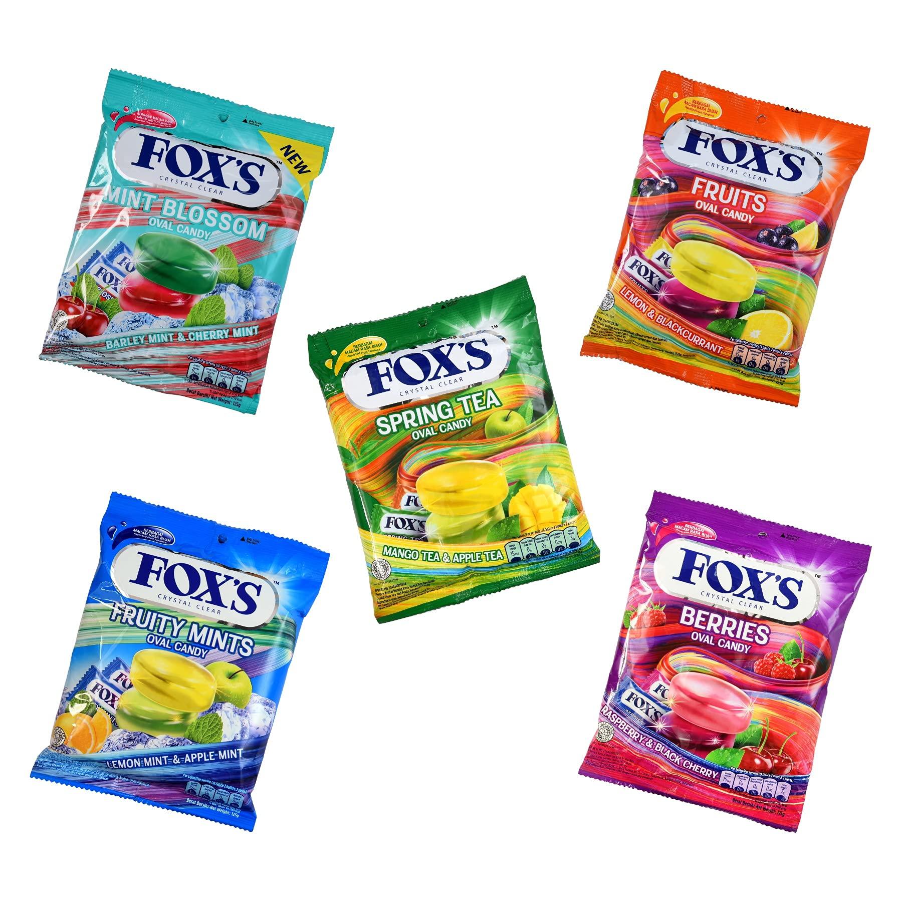 FOX'S Fox\'s Crystal Clear Fruits Oval Candy Mix Flavoured 125G X 5 Pouch - Mix