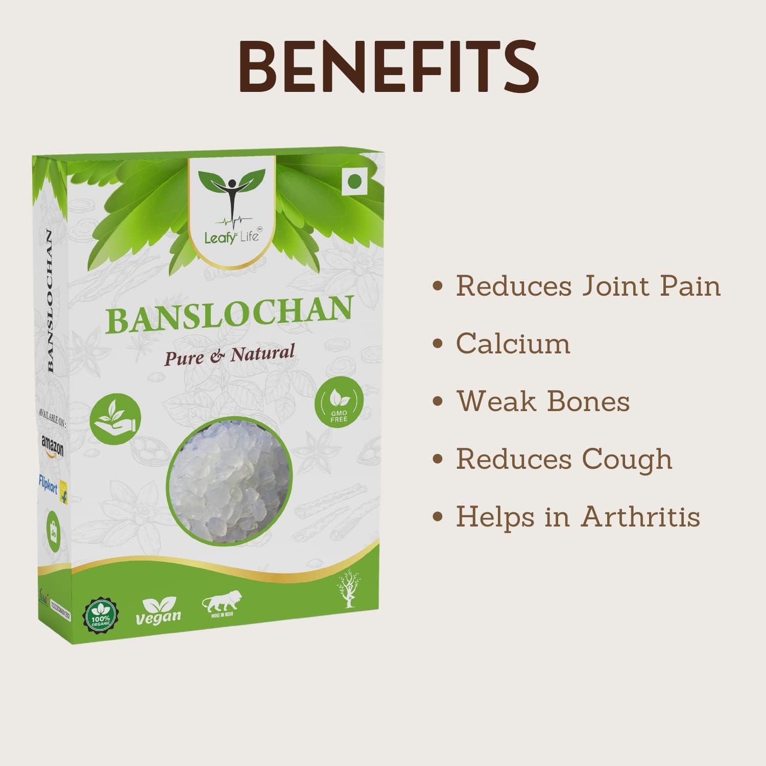 Leafy Life Leafy Life Banslochan Tabasheer (Vanslochan) (500 GM) | For Eating, Weak Bones, Wrinkles, Cough, Frizzy Hair, Dry Skin, Arthritis, Arthritic, & Convulsion | Tabachir, Tabashir, Bamboo Manna | No Chemicals, Preservatives, Colors (Pack of 1)