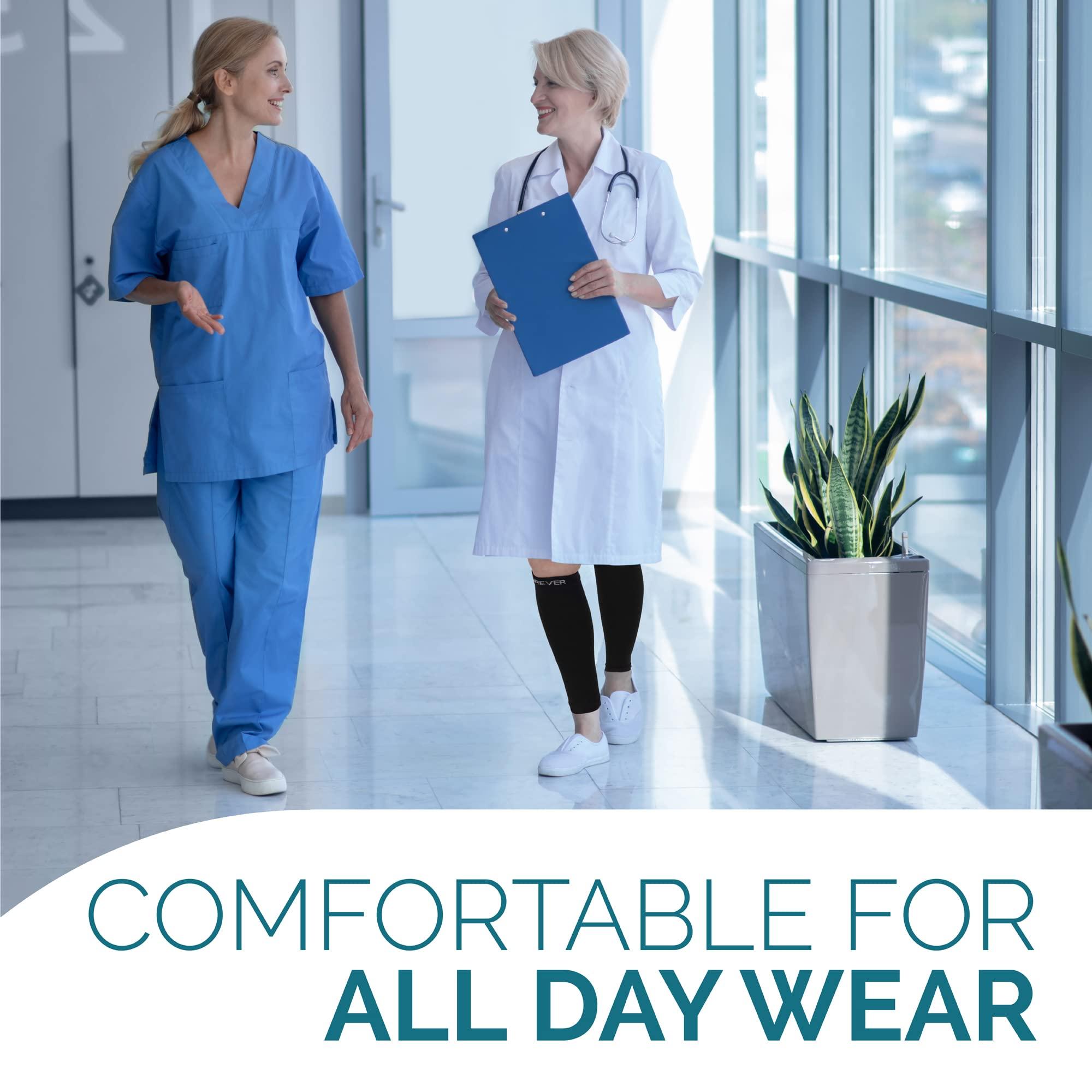 Run Forever Sports Run Forever Sports Leg Calf Compression Socks for Runners, Shin Splint, Varicose Vein & Calf Pain Relief , Cycling, Maternity, Nurses (Black, Large)