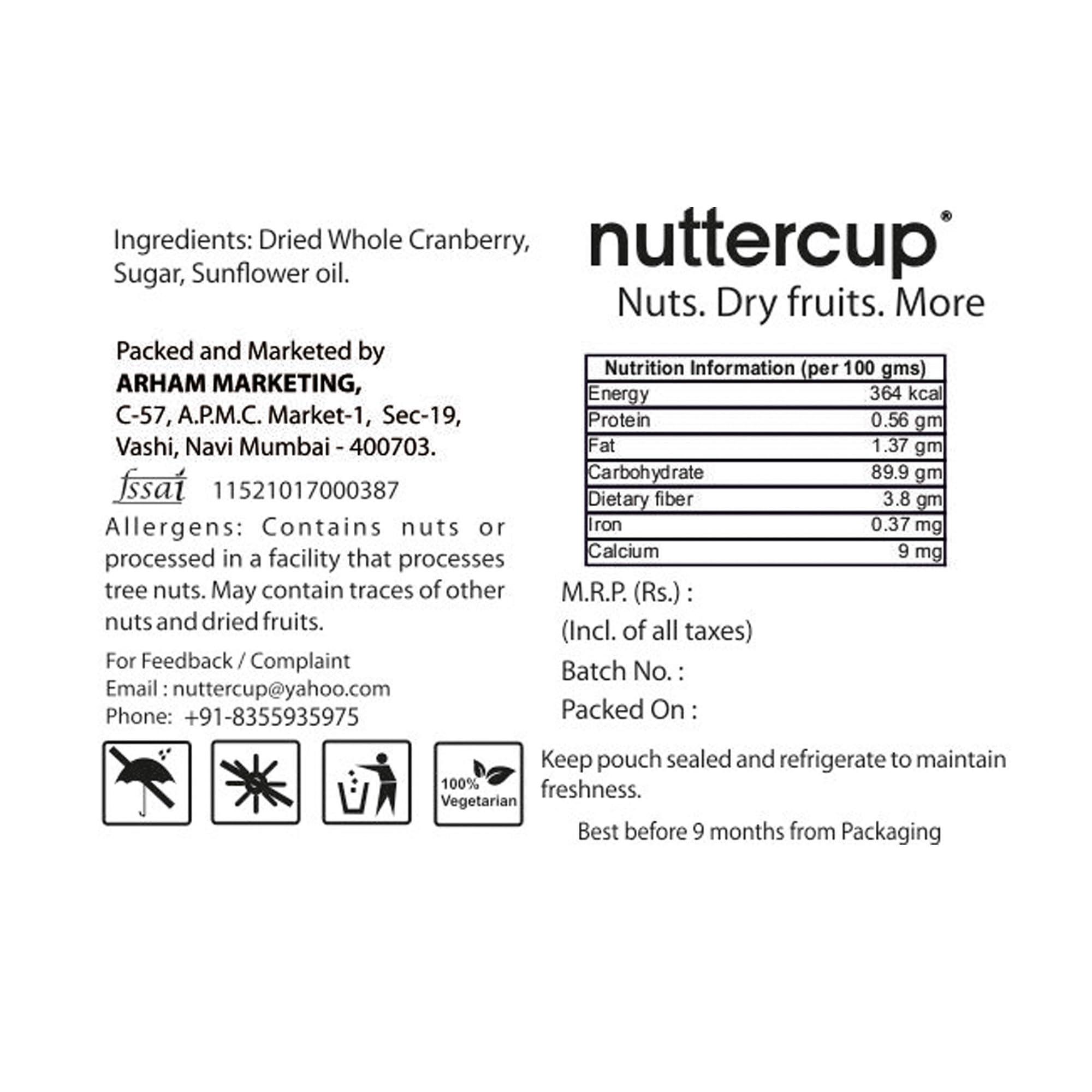 nuttercup nuttercup Dried Whole Cranberry/Cranberries | 200gms