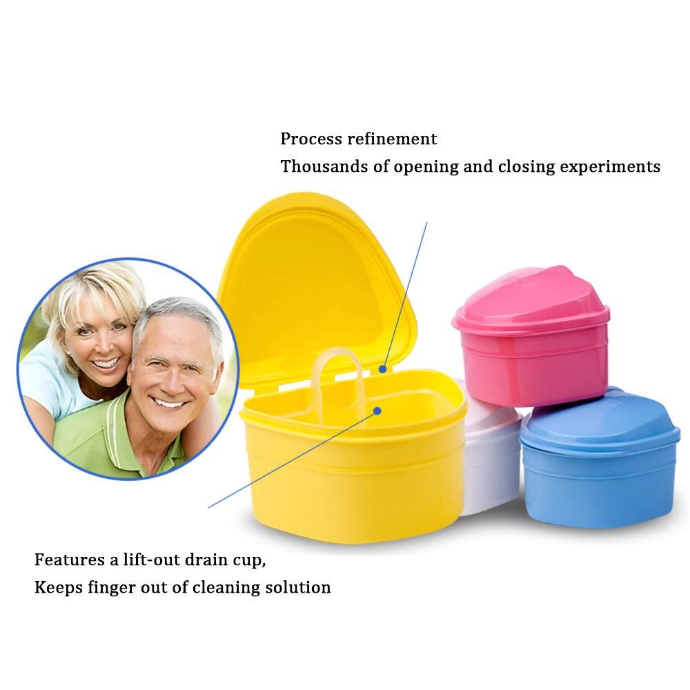 THINKPRICE Denture Bath Box Cup, Complete Clean Care for Dentures, Clear Braces, Mouth Guard, Night Guard & Retainers,Traveling