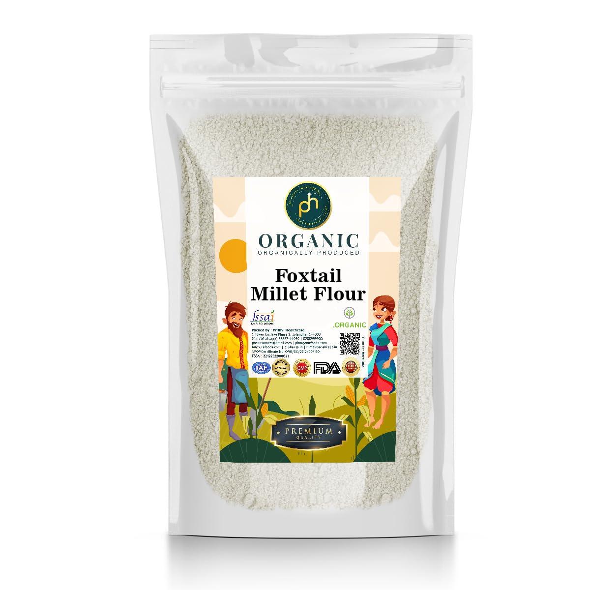 PH PHs Organic Foxtail Millet Flour 5 Kg USDA NPOP Certified | Gluten Free | Organic Thenai / Korralu / Kangni Millets Whole Grains Pack | Low GI High Fibre | Helpful in diabetes