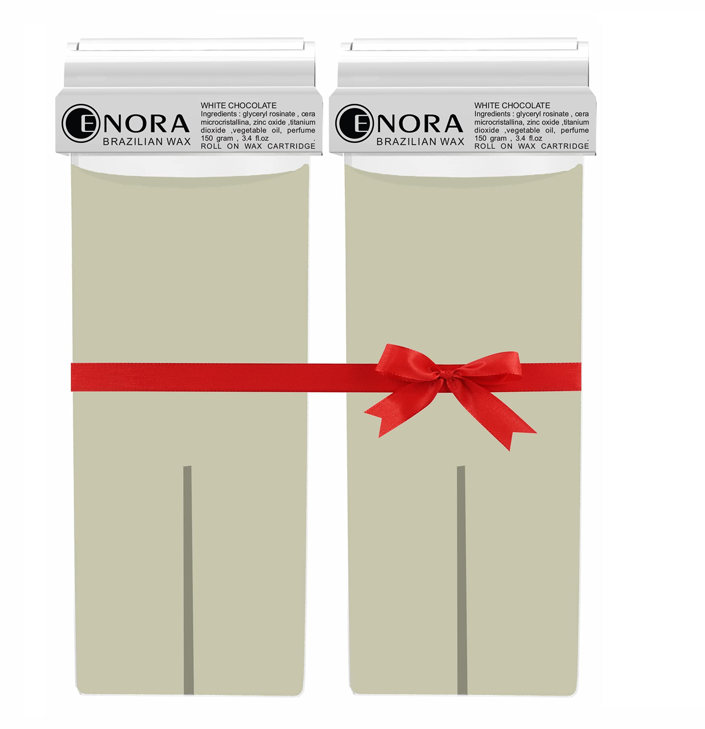 ENORA ENORA Roll On Wax, Hair Removal Soft Wax Cartridge, Depilatory Wax Roller Refill For Legs And Arms, Home Self Waxing And Saloon (150 G (Pack Of 2), White Chocolate), Women