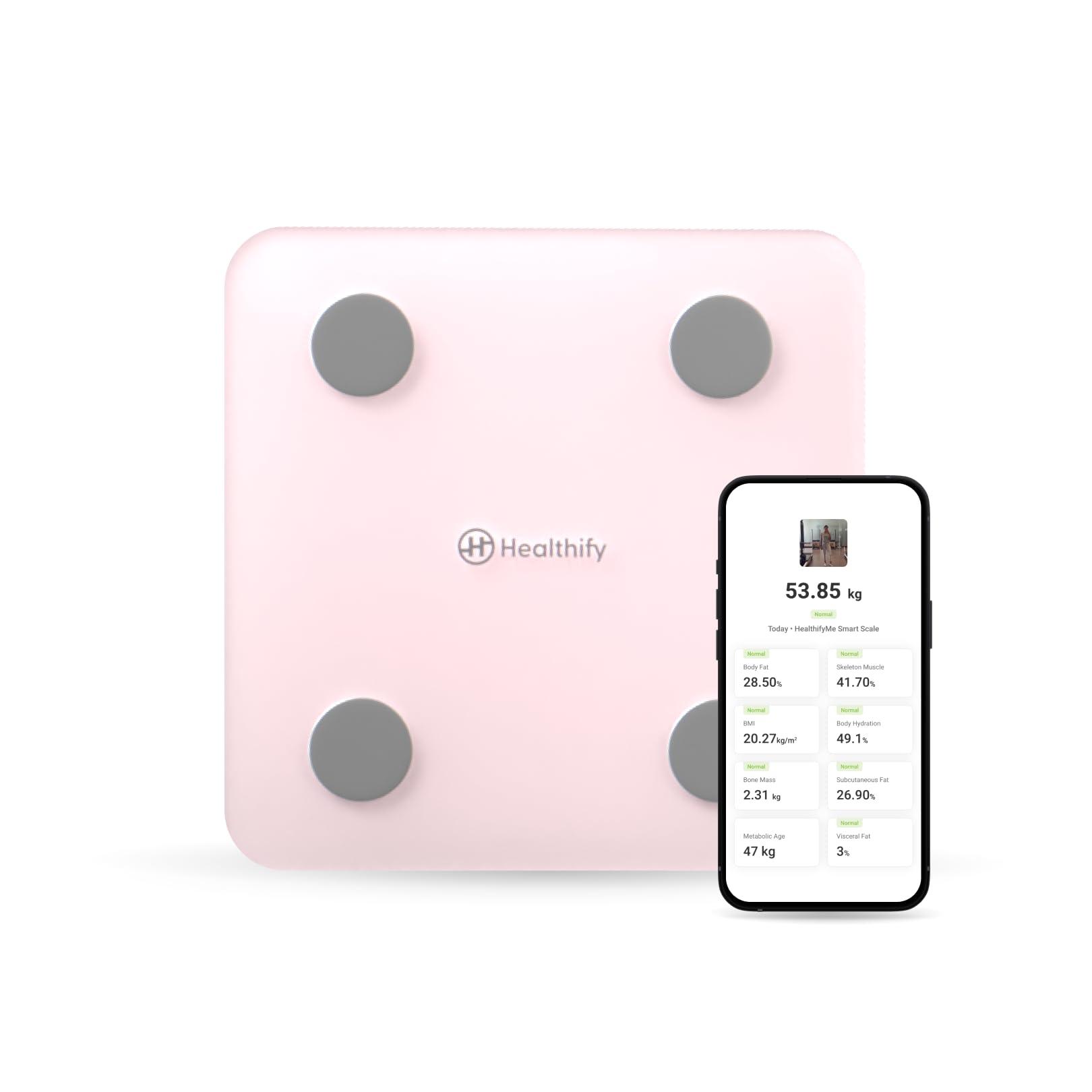 HealthifyMe HealthifyMe Smart Scale Get Data Driven Smart Weight Loss and Track 11 Plus Key Body Metrics in HealthifyMe App|1 Month FREE HealthifyMe Smart Plan| 2 years Warranty (Pink)