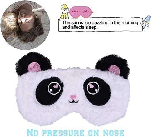 AUXA AUXA ute Panda Sleeping Mask Soft Fluffy Plush Blindfold Funny Novelty Sleep Mask Eye Cover Eyeshade for Girls Boys Women Men Kids Night Nap Travel Meditation 1pc
