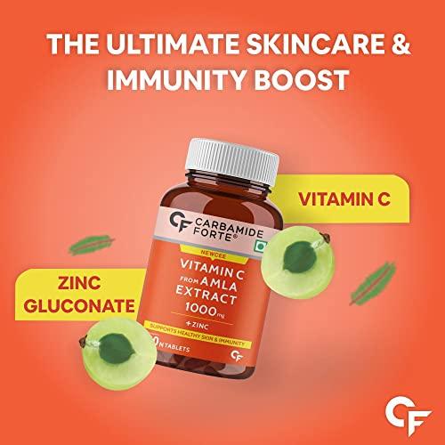 Carbamide Forte Carbamide Forte Natural Vitamin C Amla Extract 1000mg with Zinc for Immunity Boost & Skincare - 60 Veg Tablets