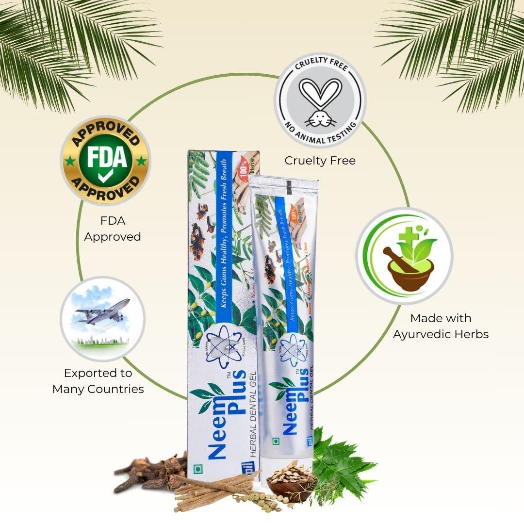pil Pil Neem Plus Herbal Dental Gel | Neem toothpaste with Clove, Meswak & Babool | Promotes Fresh Breath & Keep Gum's Healthy (400g, Pack of 4)