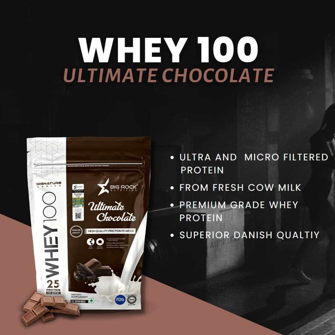 BIG ROCK NUTRITION BIG ROCK NUTRITION Whey 100 Protein Powder For Men and Women | 25g Protein Per Serving (Chocolate)