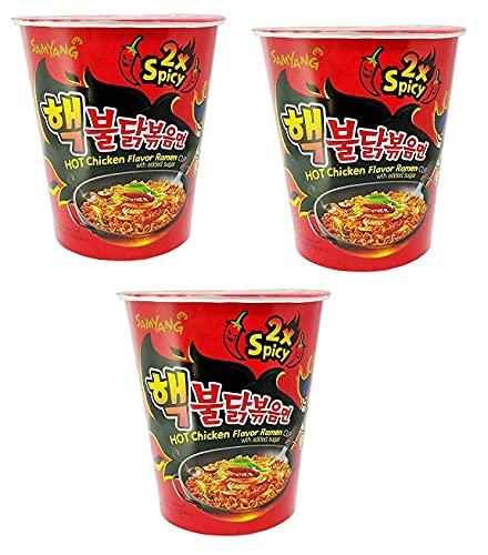 Sam Yang Sam Yang 2X Spicy Hot Chicken Flavour Raman Cup Noodle, 70mg*3 Pack (Pack of 3) (Imported)