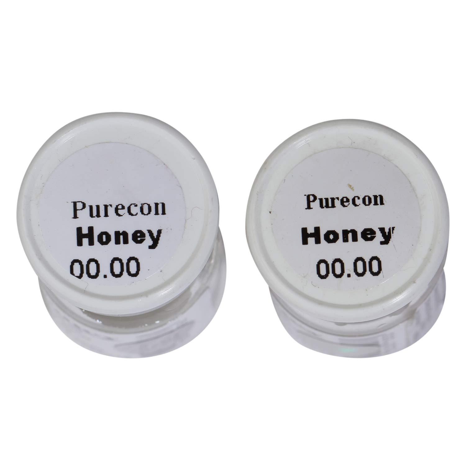 PURECON Purecon Natural Eyes coloured eye lens Soft Cosmetic Lenses for eyes (2 Lenses/Box) (Honey), with Complementary Welcome Kit