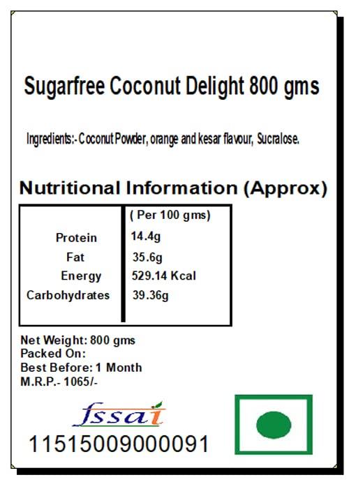 Ghasitaram Gifts Ghasitaram Gifts Sugarfree Coconut Delight 800 GMS