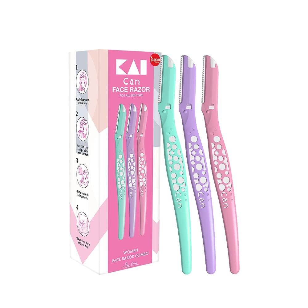 Kai Kai Veitnam Can-Bubble Face Razor for Women/Face Trimmer For Women/Multi Color (Pack of 3)