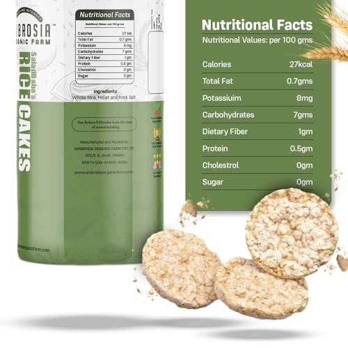 Ambrosia Organic Farm Ambrosia Organic Farm Healthy Quinoa Rice Cake 27 Calories, No Fat, No Cholesterol, No Sugar, Gluten Free, Lightly Salted (150g Each) (Pack of 4)