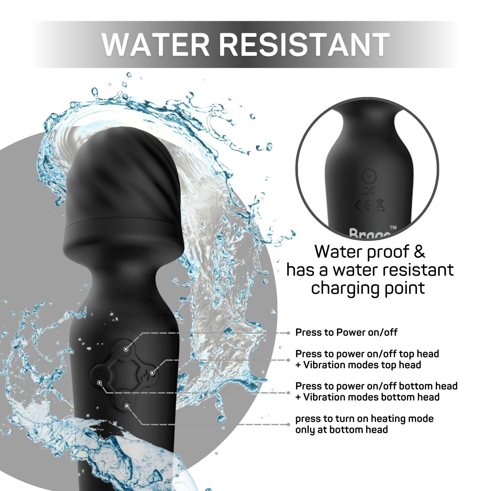 Brago Brago Body Massager Handheld Dual Head Massager for Pain Relief Relaxation, Rechargeable (DuoBliss - Black)