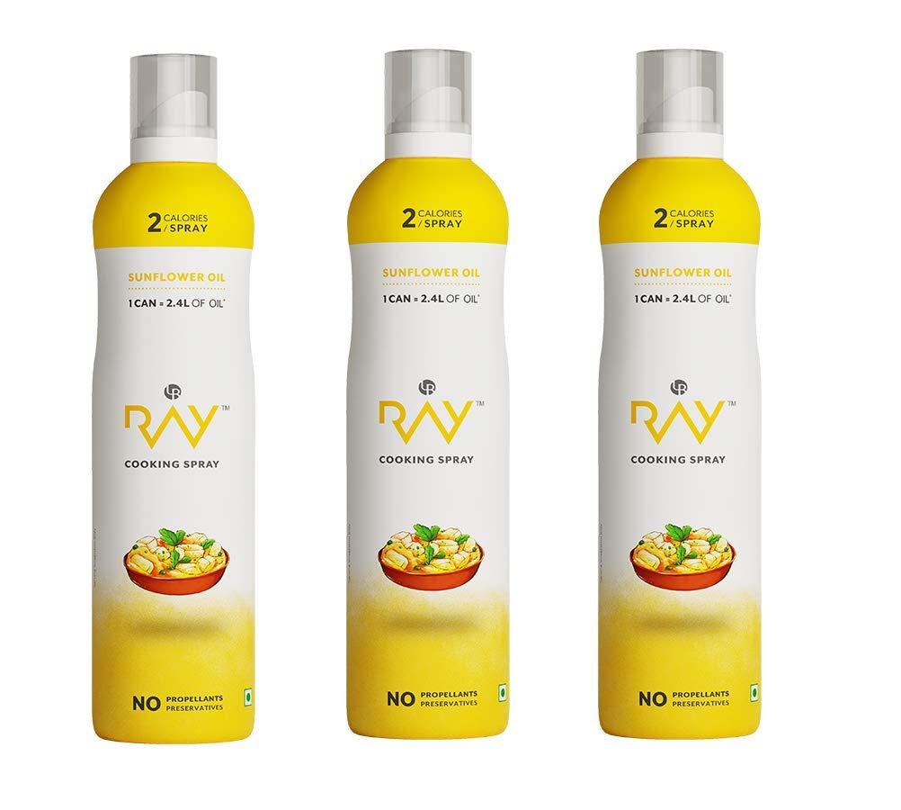 Ray Ray LB Healthy Cooking Refined Sunflower Oil -200 ml Each (2 Calories/Spray), Pack of 3