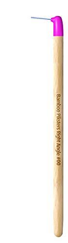 Piksters Bamboo Piksters Interdental Brushes | Sizes 00-5 | Right Angle Handle | 6 Pack (6 Pack, Size 00 Pink)