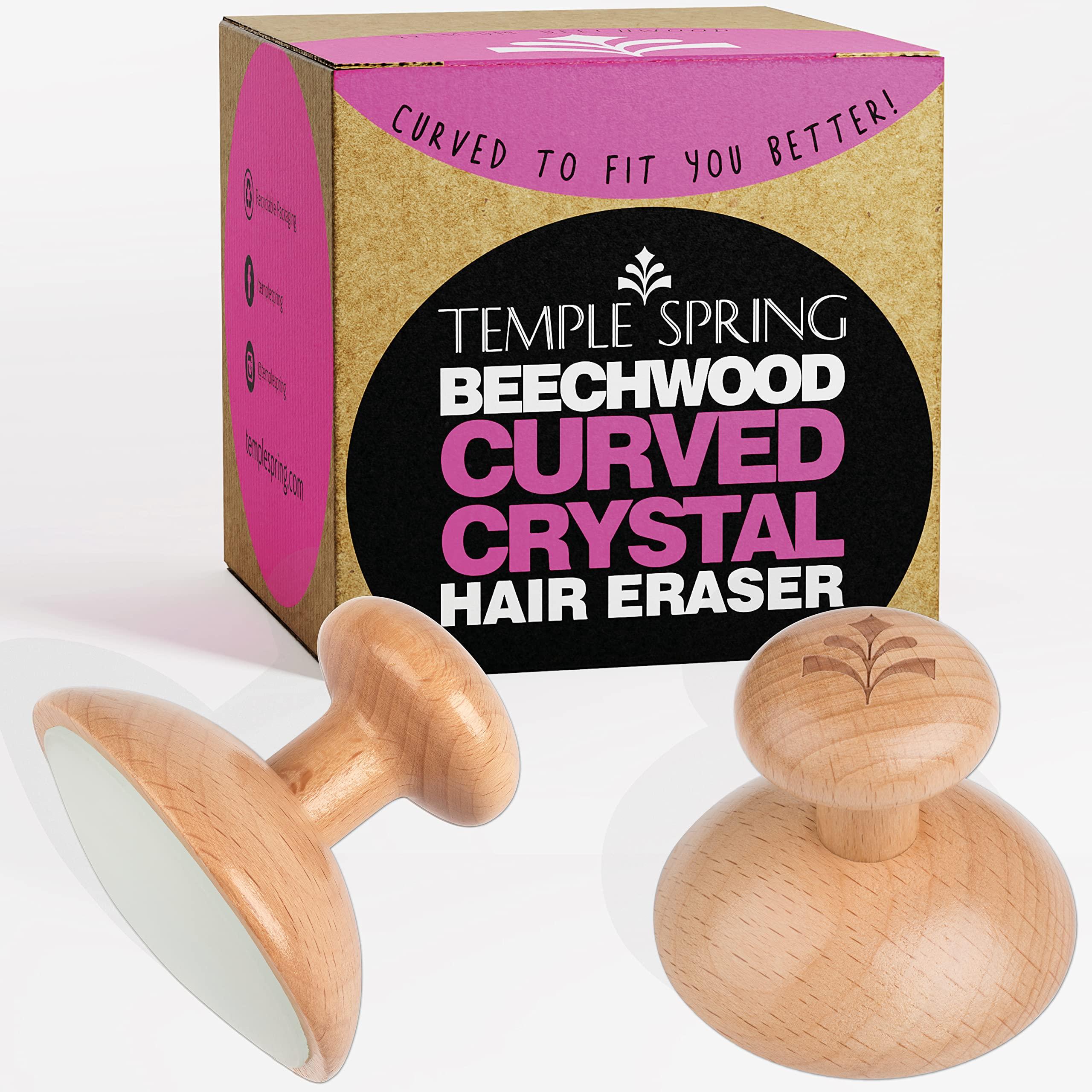 Temple Spring Crystal Hair Eraser - Magic Crystal Hair Remover Stone for Legs, Back and Body - Painless Exfoliating Hair Removal for Silky Smooth Skin - Beechwood (Small)