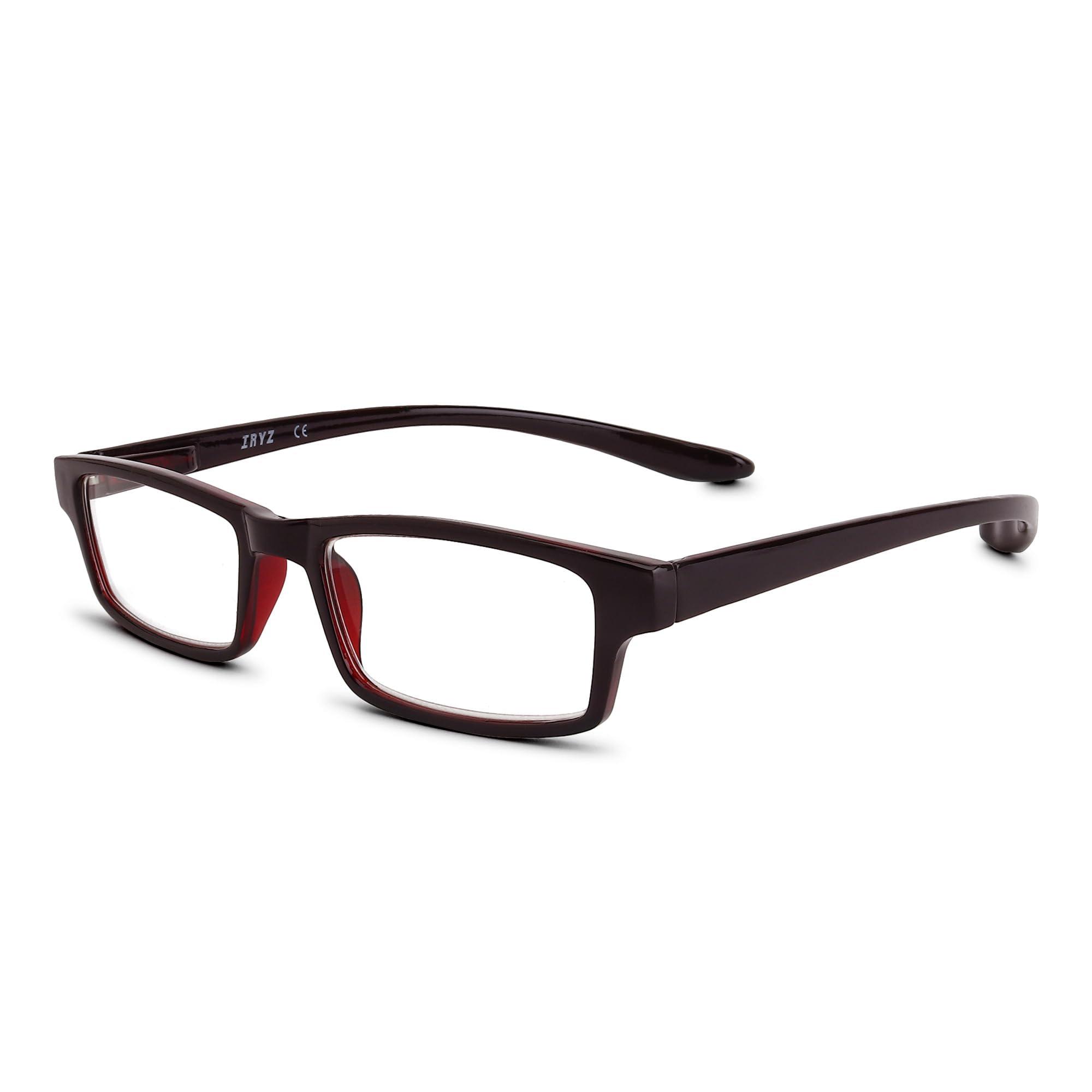 IRYZ IRYZ Long Sides Hang in Neck Rectangular Solid Full Rim Frame Reading Glasses for Men & Women | Medium Red | Near Vision Power +1.0, 1.25, 1.5, 1.75, 2.0, 2.25, 2.5, 2.75, 3.0