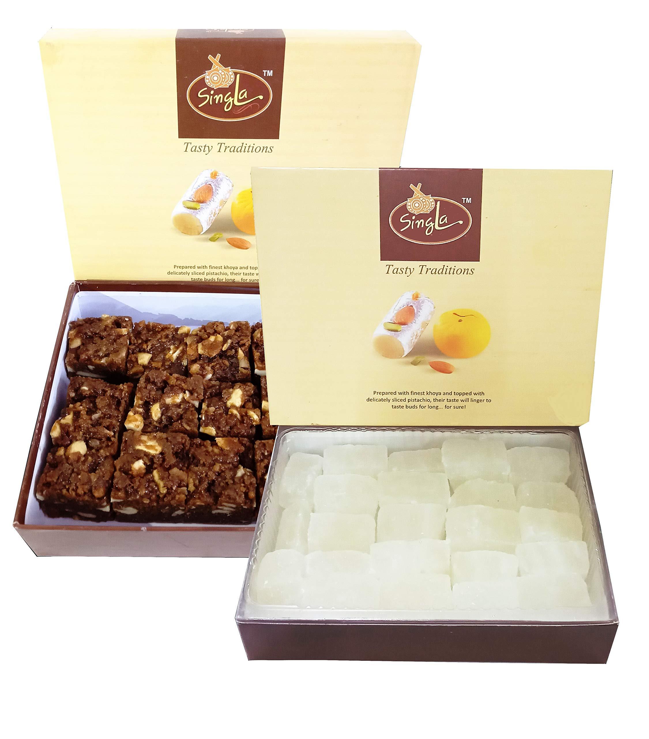 Singla Dodha Burfi Sweets 500g Dry Petha 500g burfi White 500g Combo (Pack 2 * 500, 1Kg)