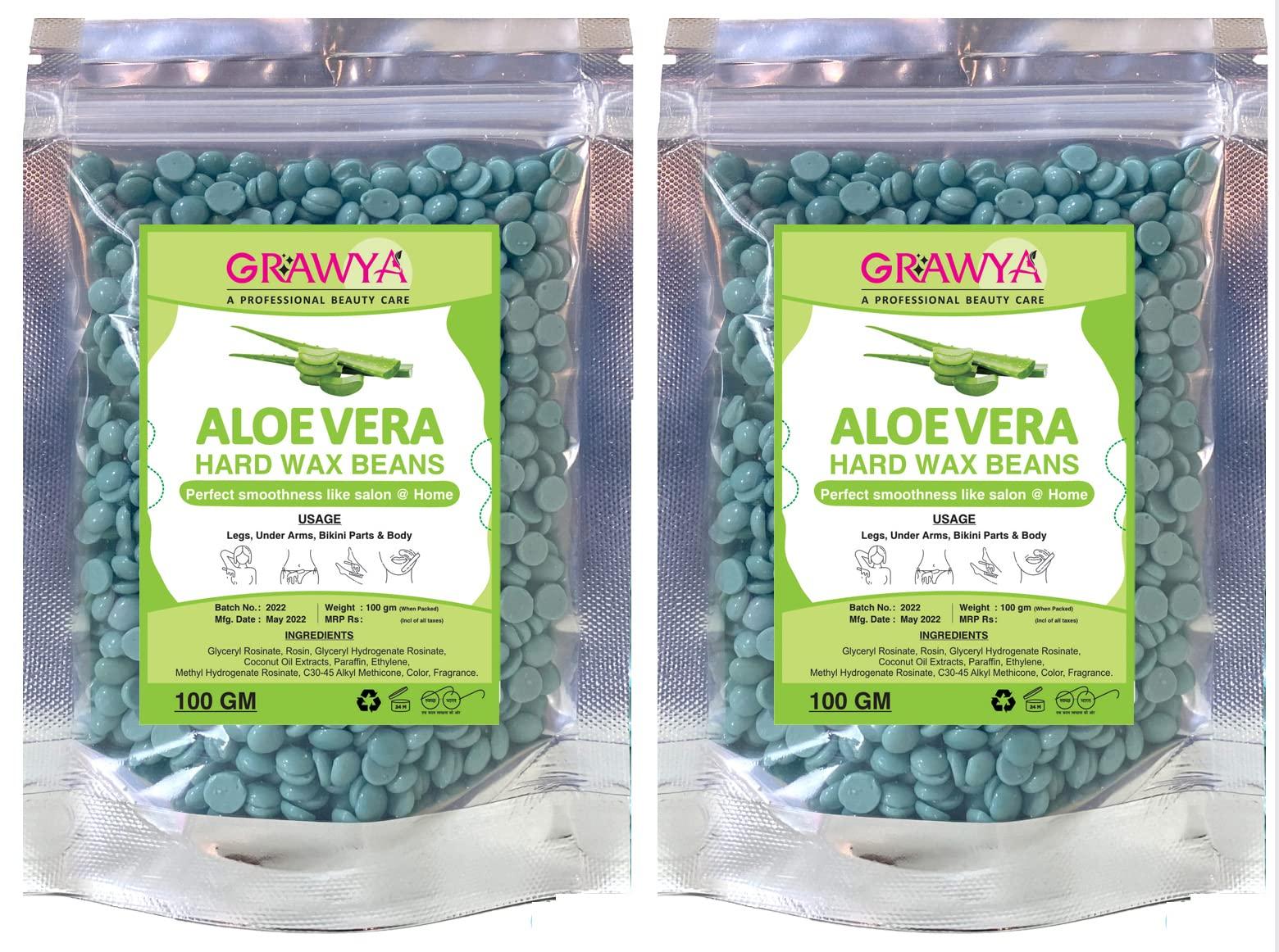 GRAWYA Grawya Professional Aloe Vera Hard Wax Beans For Beauty Skin 100 Gram ( Pack of 2) (Aloevera)