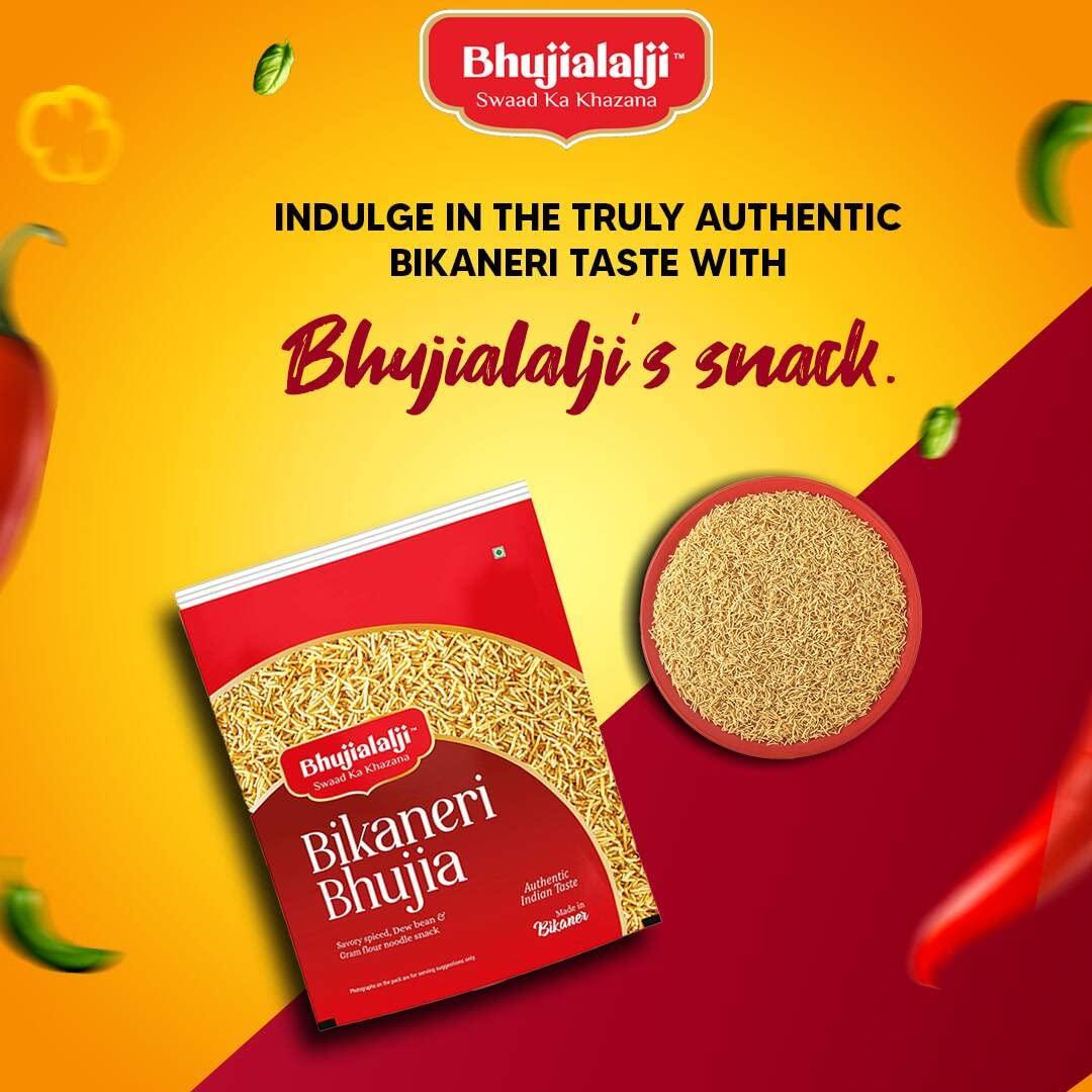BHUJIALALJI Bhujialalji Bikaneri Bhujia and Navratna Mix (pack of 2) 800g| bikaneri Bhujia sev Namkeen with Dew beans,gram flour and indian Spices|Tasty Snack Mixture|Ready to eat